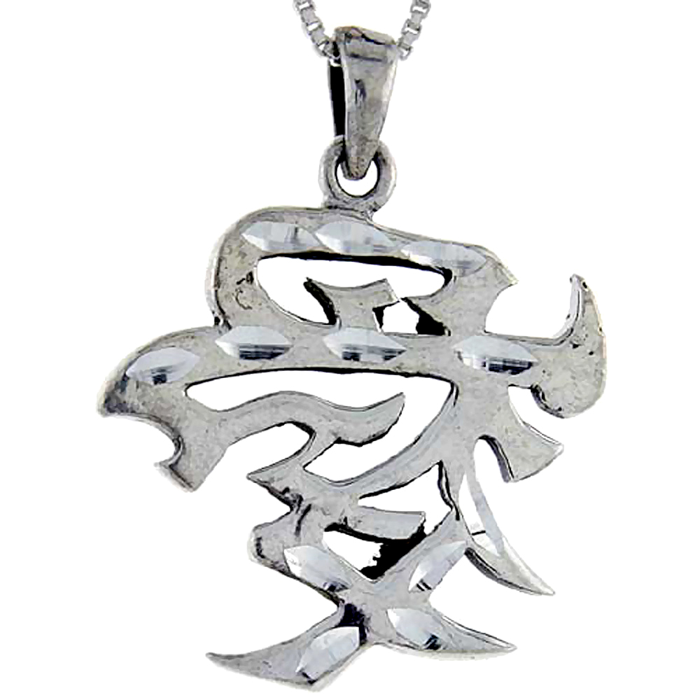 Sabrina Silver Sterling Silver Chinese Character for LOVE Pendant, 1 3/8 inch tall
