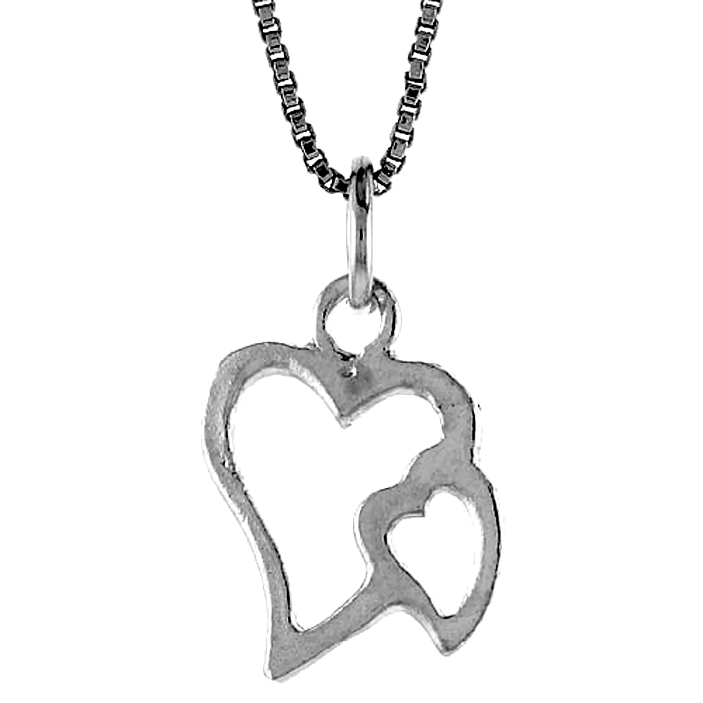 Sabrina Silver Sterling Silver Double Cut-out Heart Pendant, 5/8 inch Tall