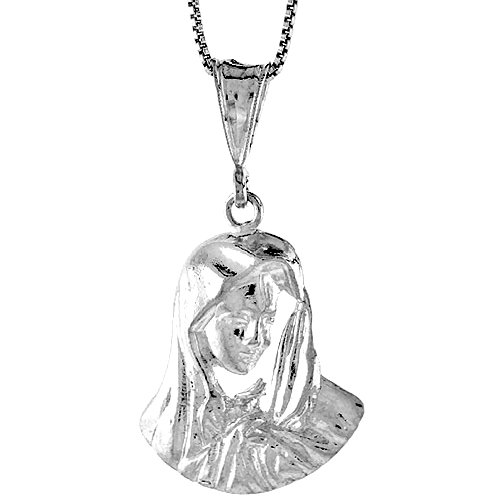 Sabrina Silver Sterling Silver Virgin Mary Pendant, 1 1/16 inch