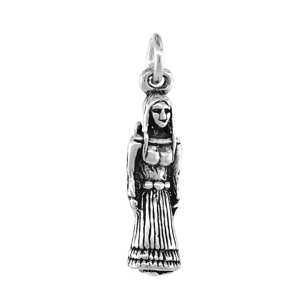 Sabrina Silver Sterling Silver Native American Woman Pendant Antiqued finish 1 inch