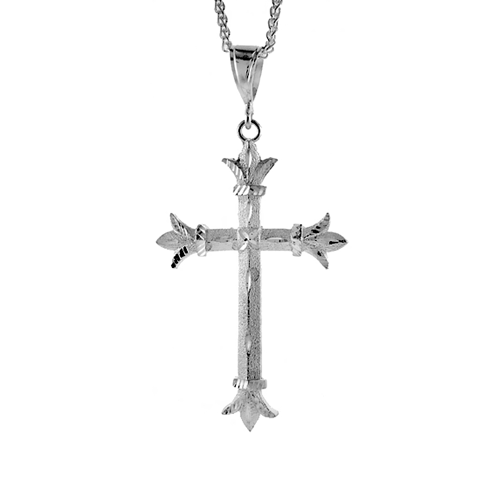 Sabrina Silver Sterling Silver Fleury Cross Pendant, 3 1/2 inch tall
