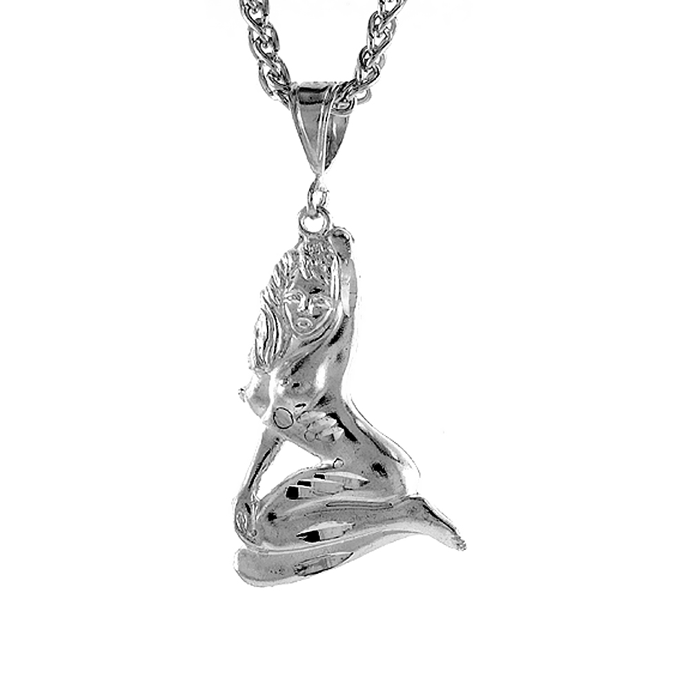 Sabrina Silver Sterling Silver Nude Model Pendant, 1 3/8 inch tall