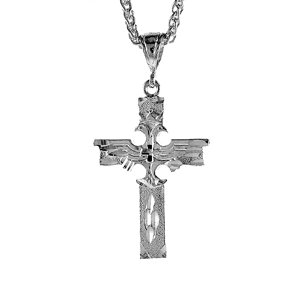 Sabrina Silver Sterling Silver Double Headed Eagle Cross Pendant, 1 3/4 inch tall