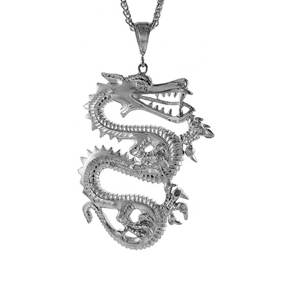 Sabrina Silver Sterling Silver Chinese Dragon Pendant, 3 5/16 inch tall