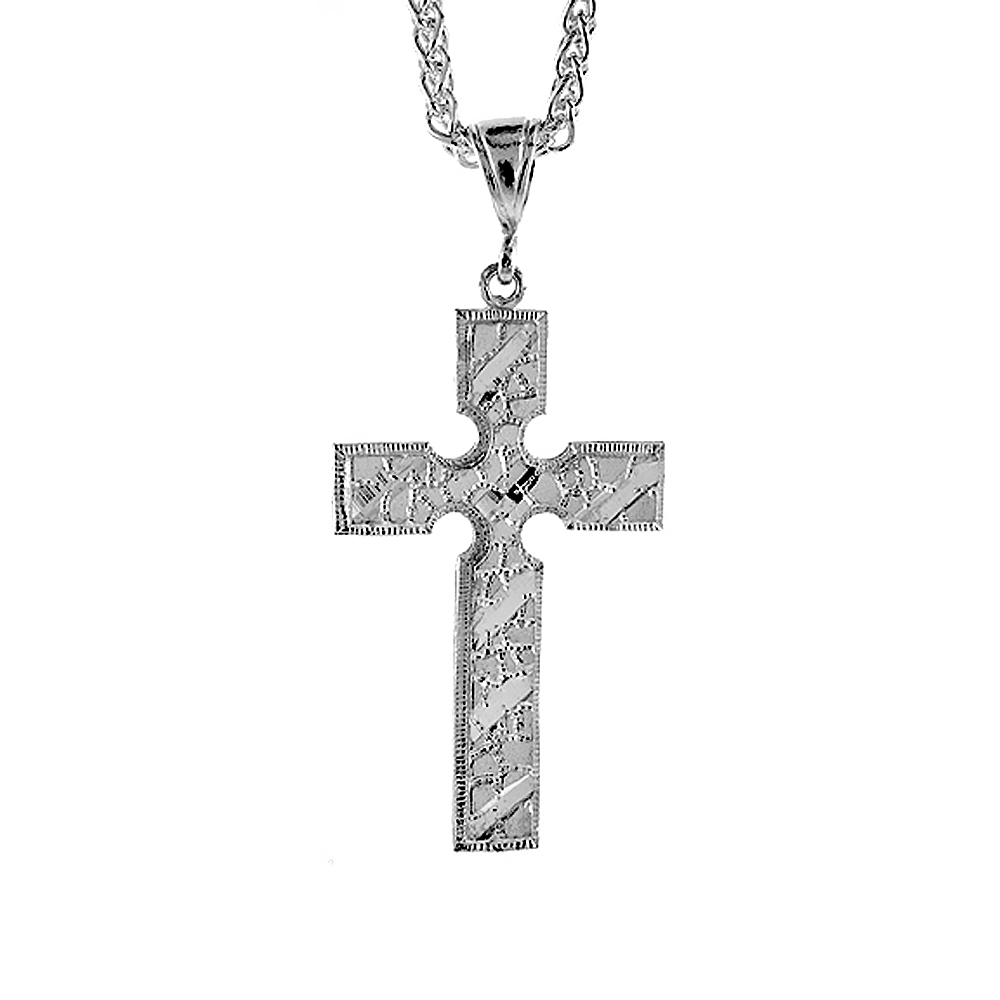 Sabrina Silver 2 inch Large Sterling Silver Cross Pendant for Men Diamond Cut finish