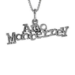 Sabrina Silver Sterling Silver AMO MONTERREY Word Necklace on an 18 inch Box Chain