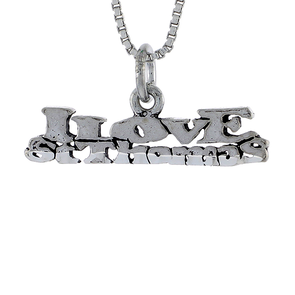 Sabrina Silver Sterling Silver I LOVE ST. THOMAS Word Necklace on an 18 inch Box Chain