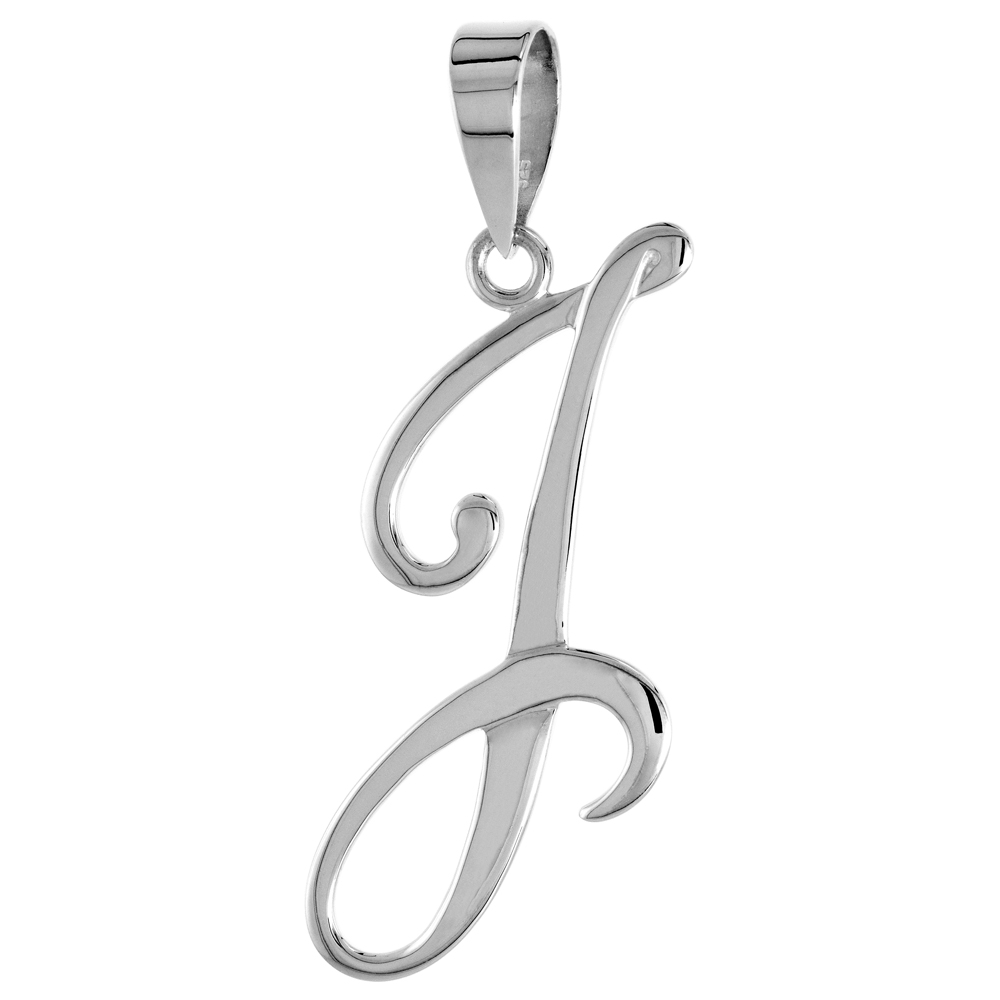Sabrina Silver Sterling Silver Script Initial Letter J Alphabet Pendant Flawless Polish 1 1 2 Inch High Sabrina Silver Sterling Silver Script Initial Letter J Alphabet Pendant Flawless Polish 1 1 2 Inch High