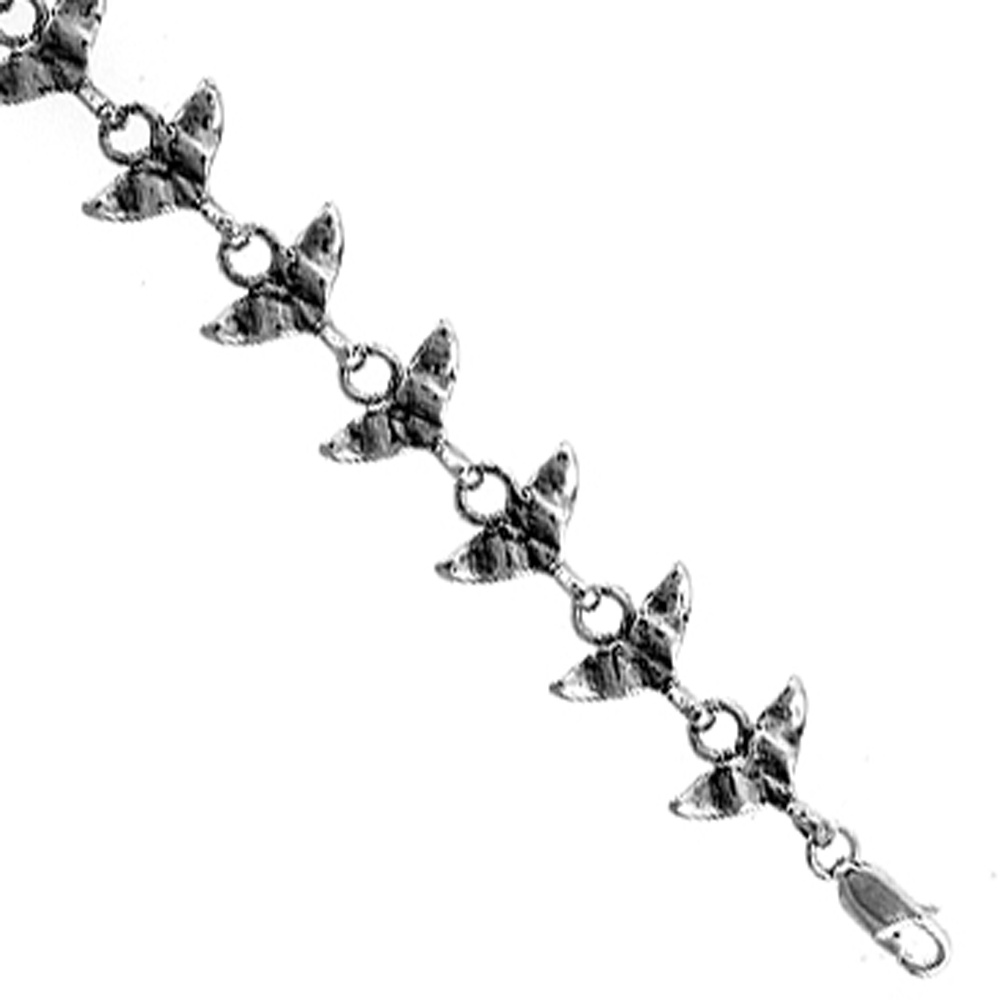 Sabrina Silver Sterling Silver Whale Tail Charm Bracelet, 7 inches long