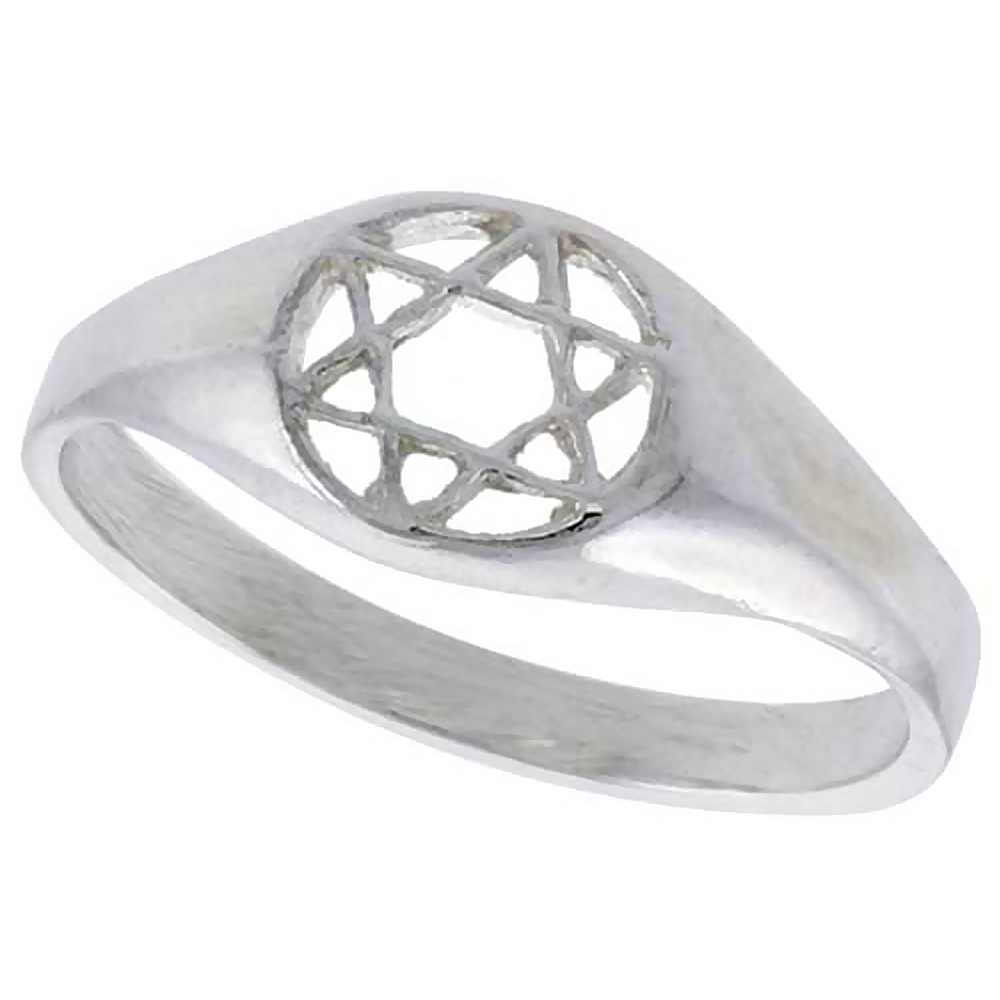 Sabrina Silver Sterling Silver Star of David Ring Polished finish 5/16 inch wide, sizes 6 - 9