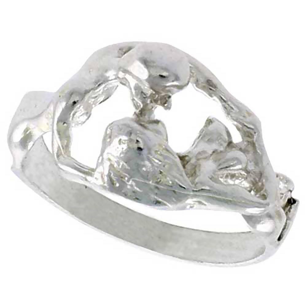 Sabrina Silver Sterling Silver Couple Making Love Ring Polished finish 7/16 inch wide, sizes 6 - 9