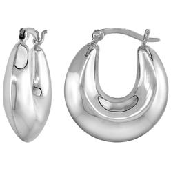 Sabrina Silver Sterling Silver Round Puffy Hoop Earrings for Women Click Top High Polished 1 inch