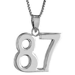 Sabrina Silver Sterling Silver Number 87 Pendant for Jersey Numbers & Recovery High Polish 3/4 inch