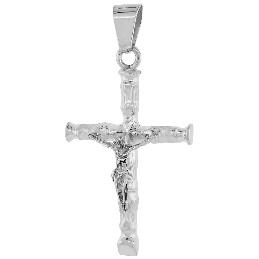 Sabrina Silver Sterling Silver Crucifix Pendant Highly Polished Handmade 2 inch tall