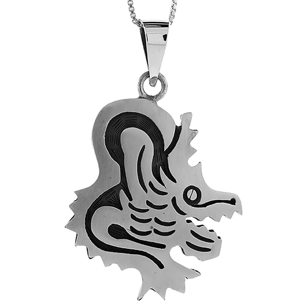 Sabrina Silver Sterling Silver Coyote Pendant Handmade, 1 1/2 inch long