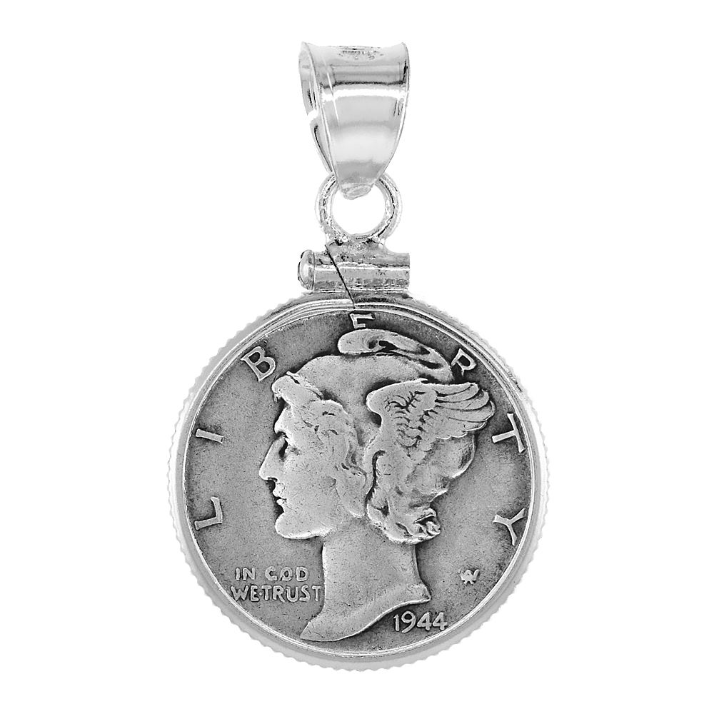 Sabrina Silver Sterling Silver Dime Bezel 18 mm Screw Top Coin Edge 10 Cent Coin NOT Included