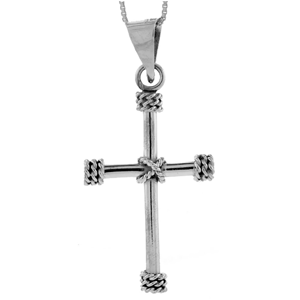 Sabrina Silver 5/8 inch Sterling Silver Rope Cross Pendant for