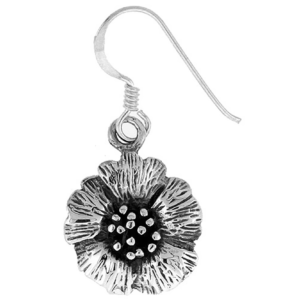 Sabrina Silver Tiny Sterling Silver Flower Dangle Earrings 5/8 inch