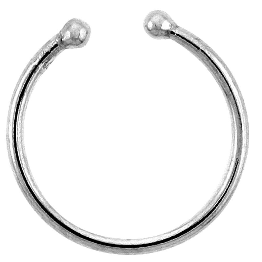 Sabrina Silver 14 mm Sterling Silver Horseshoe Nose Ring / Cartilage Earring Non-Pierced (one piece)