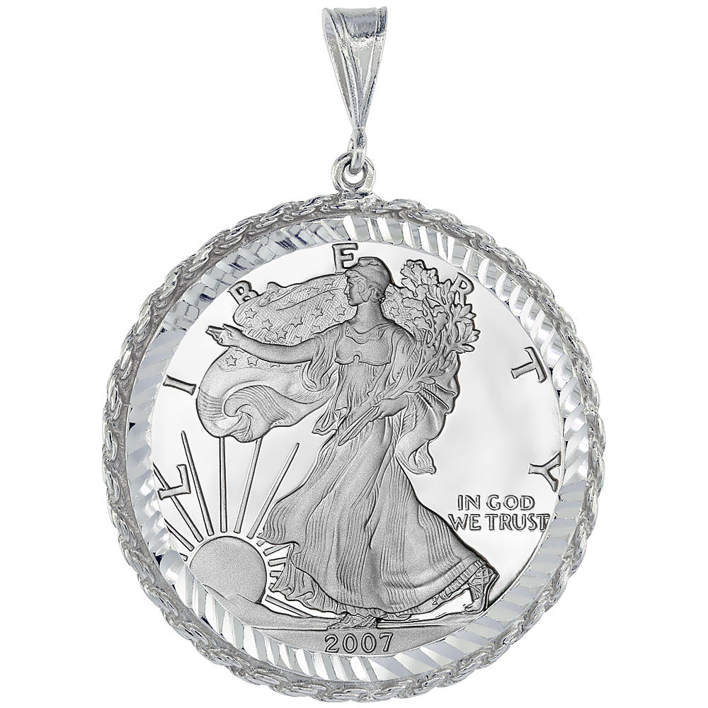 Sabrina Silver Sterling Silver Silver Eagle Rope Bezel 41 mm Coins 1 oz Dollar Coin NOT Included