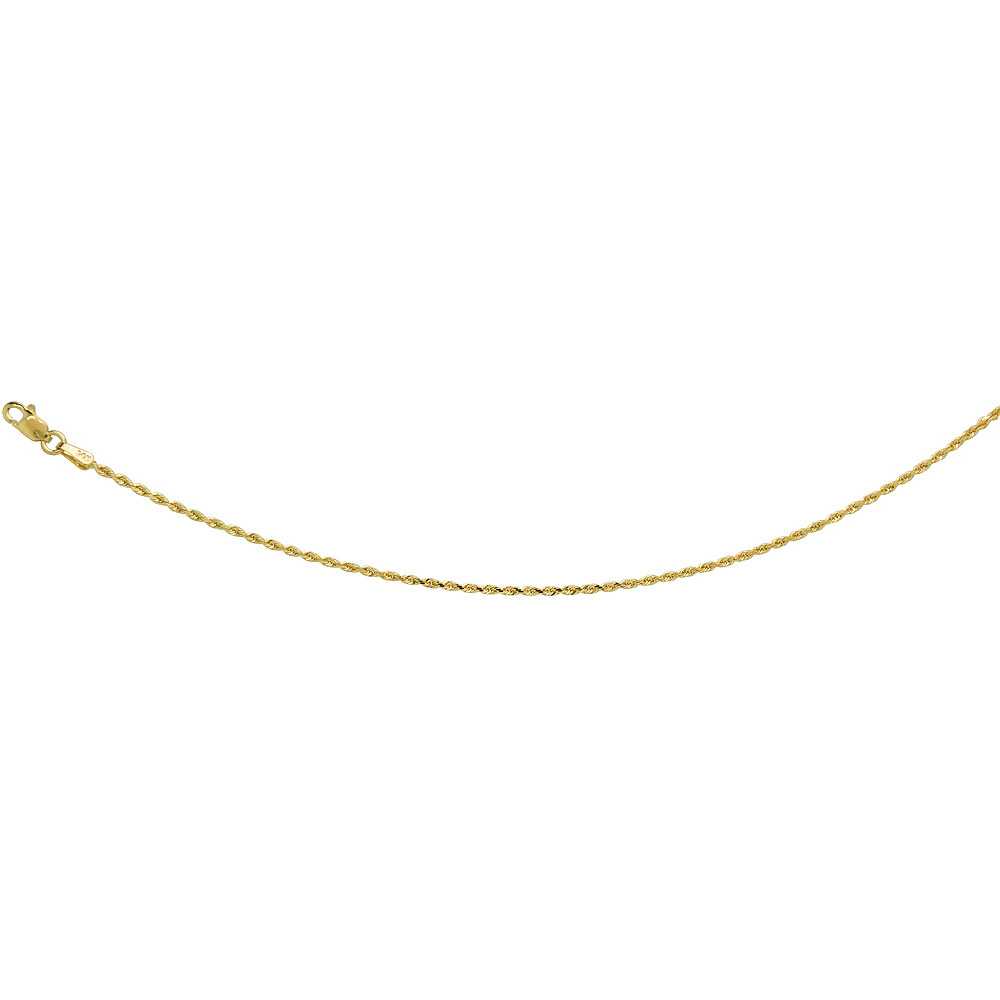 Sabrina Silver 14K Solid Yellow Gold ROPE Chain Necklace Diamond Cut 1.5 - 4 mm Nickel Free, 16 - 30 inches long