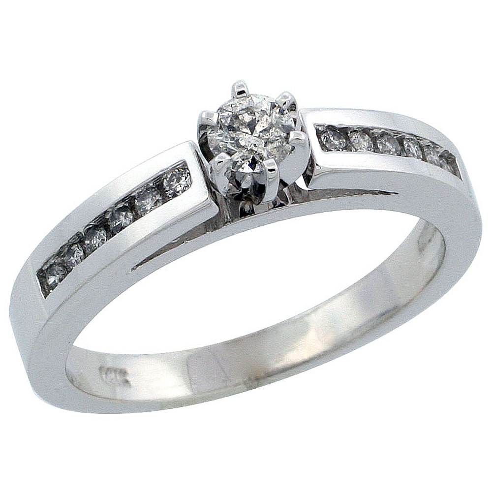 Sabrina Silver 14k White Gold Diamond Engagement Ring w/ 0.28 Carat Brilliant Cut Diamonds, 1/8 in. (3mm) wide
