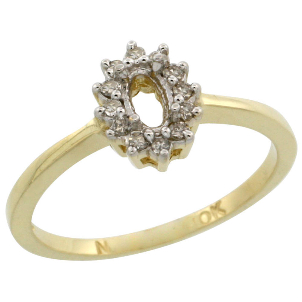 Sabrina Silver 10k Yellow Gold Semi-Mount Ring ( 5x3 mm ) Oval Stone & 0.2 ct Diamond Accent, sizes 5 - 10