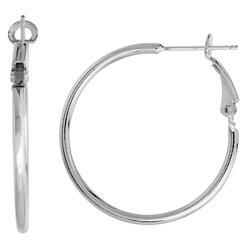 Sabrina Silver 1 3/8 inch Sterling Silver Clutchless Hoop Earrings for Women 2mm Tubing Nickel Free Italy Size 35 mm