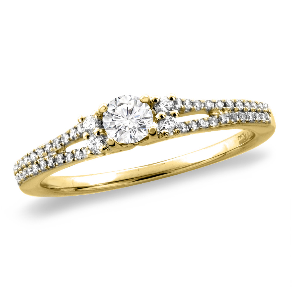 Sabrina Silver 14K White/Yellow Gold 0.25 cttw Cubic Zirconia Engagement Ring Round 4 mm, sizes 5 -10