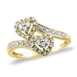 Sabrina Silver 14K White/Yellow Gold 0.26 cttw Genuine Diamond Engagement Heart Ring, sizes 5-10