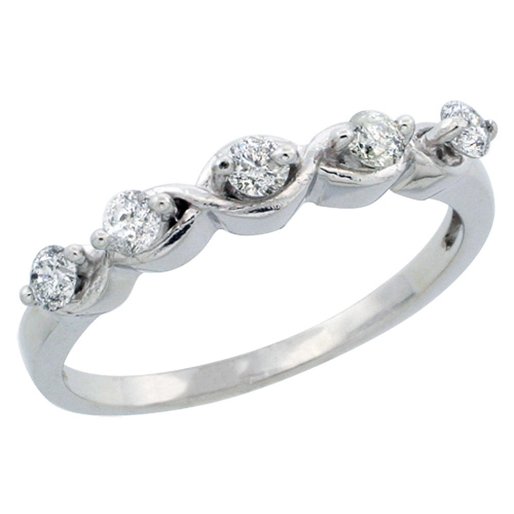 Sabrina Silver 10k White Gold Ladies" Diamond Ring Band w/ 0.30 Carat Brilliant Cut Diamonds, 1/8 in. (3mm) wide