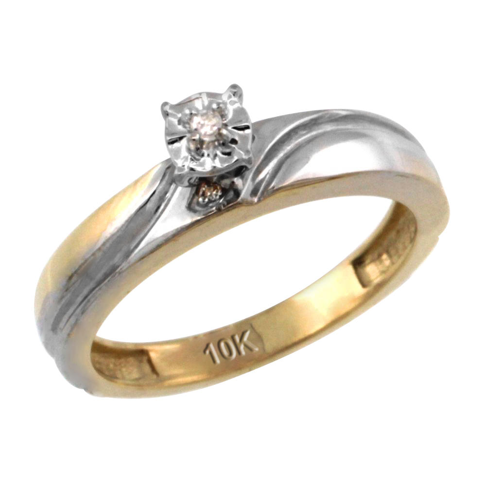 Sabrina Silver 14k Gold Diamond Engagement Ring w/ 0.03 Carat Brilliant Cut Diamonds, 5/32 in. (4mm) wide
