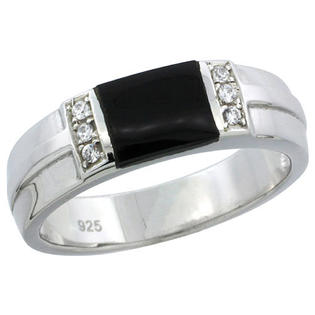 Sabrina Silver Sterling Silver Cubic Zirconia Mens Wedding Band Ring Black Onyx 1 4 Inch Wide Sabrina Silver Sterling Silver Cubic Zirconia Mens Wedding Band Ring Black Onyx 1 4 Inch Wide