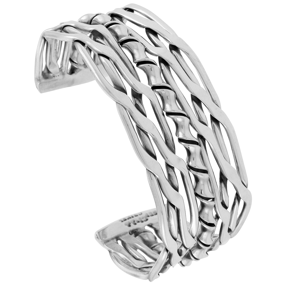 Sabrina Silver Sterling Silver Celtic Knot Cuff Bracelet Bamboo center Handmade 7.25 inch