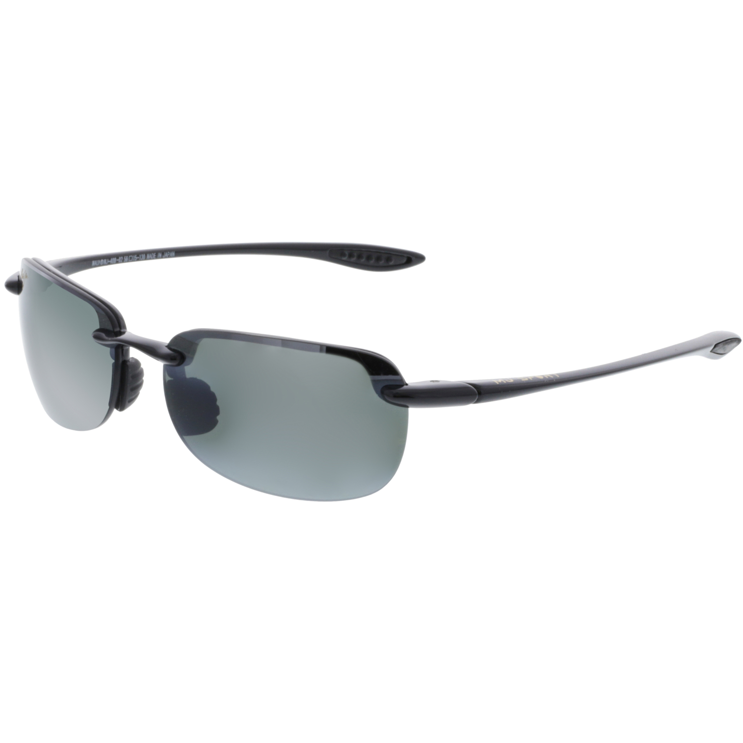 Maui Jim Men's Polarized Sandy Beach 408-02 Black Semi-Rimless Sunglasses