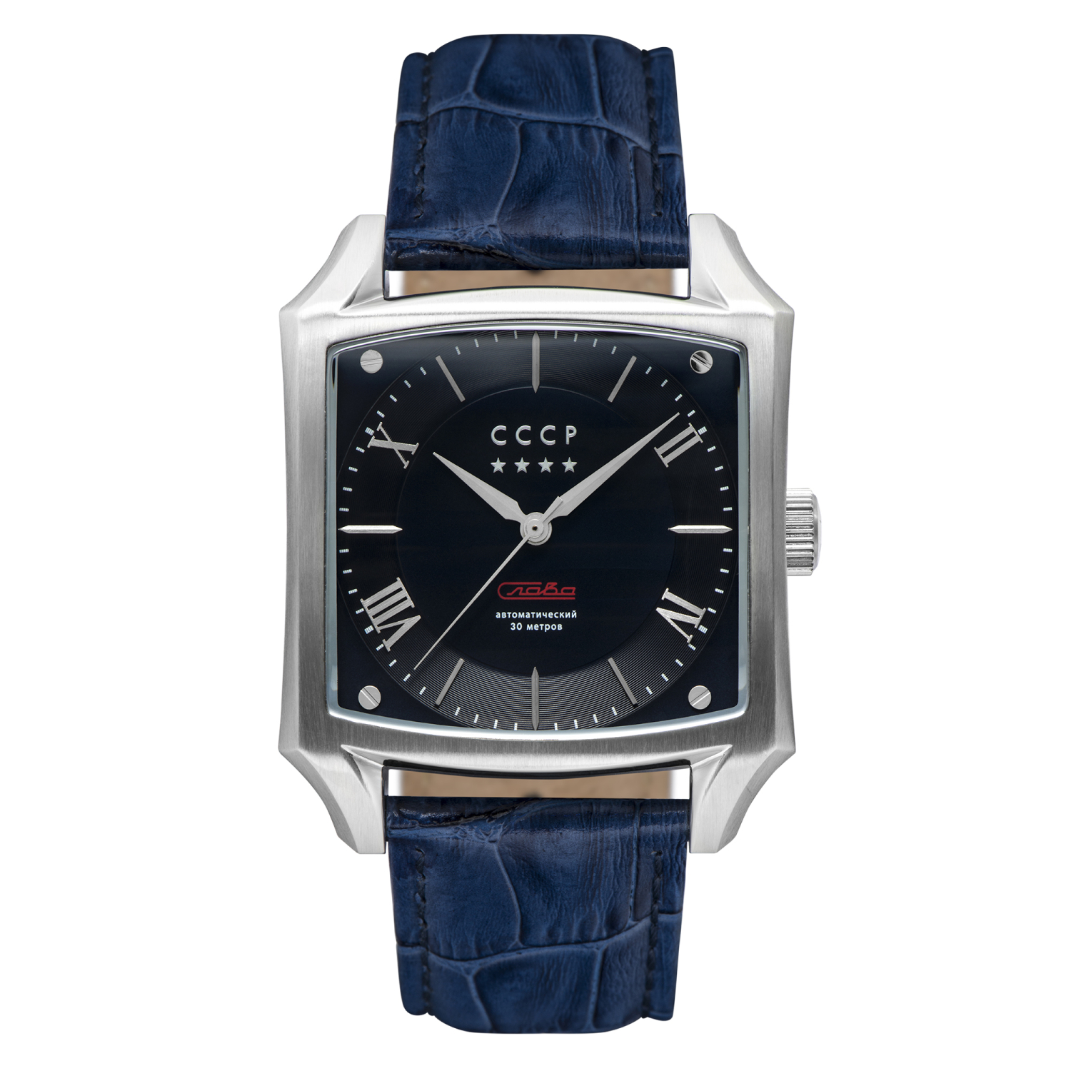 Cccp Men's Spasskaya CP-7054-01 Blue Leather Automatic Self Wind Fashion Watch