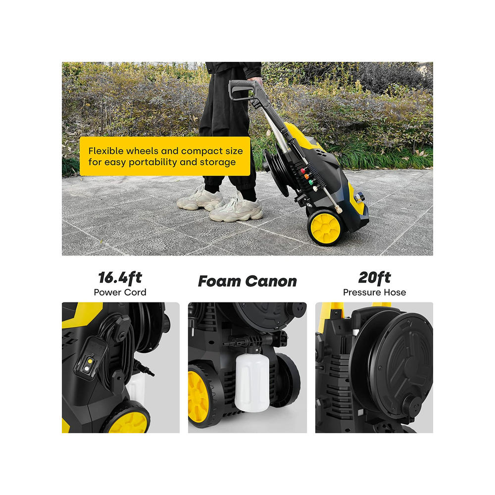 Enventor 2300 PSI Electric Portable Compact Powered Pressure Washer for Cars, Patios, Driveways