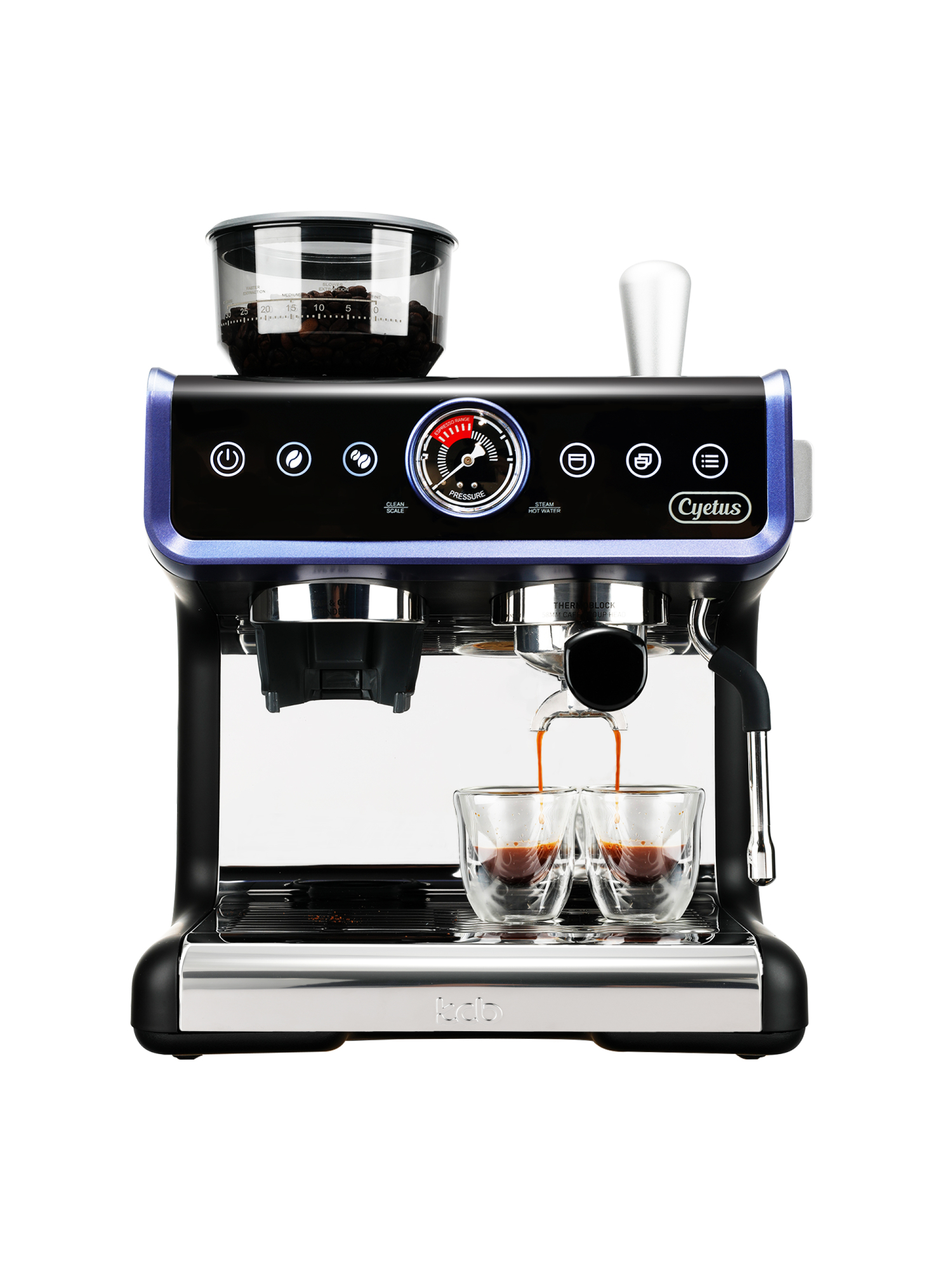 CYETUS All in One Espresso Machine for Home Barista CYK7601, Coffee Grinder, Milk Steam Frother Wand, for Espresso