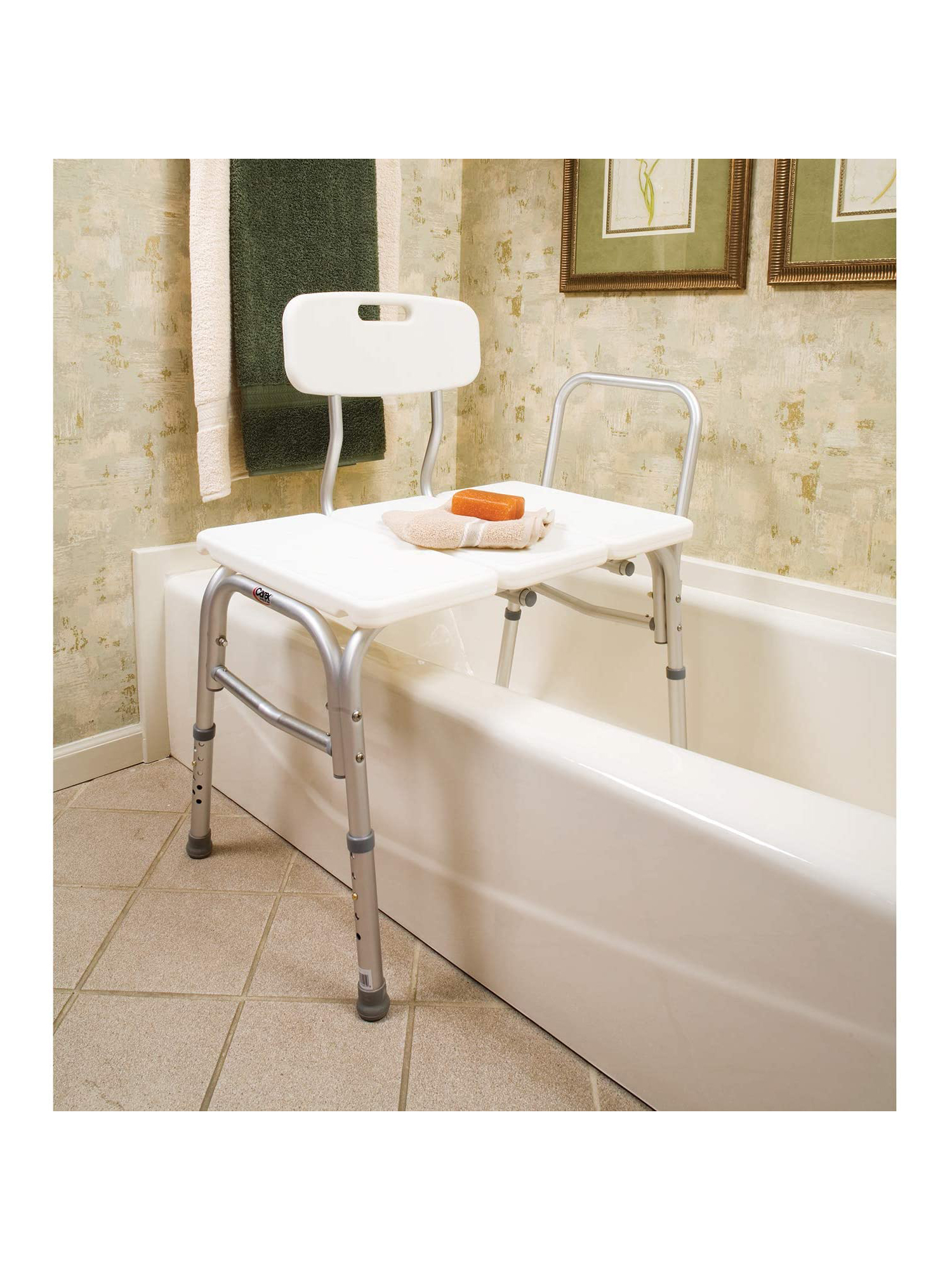 Carex Tub Transfer Bench - Shower Chair Transfer Bench with Height Adjustable Legs - Convertible to Right or Left Hand Entry