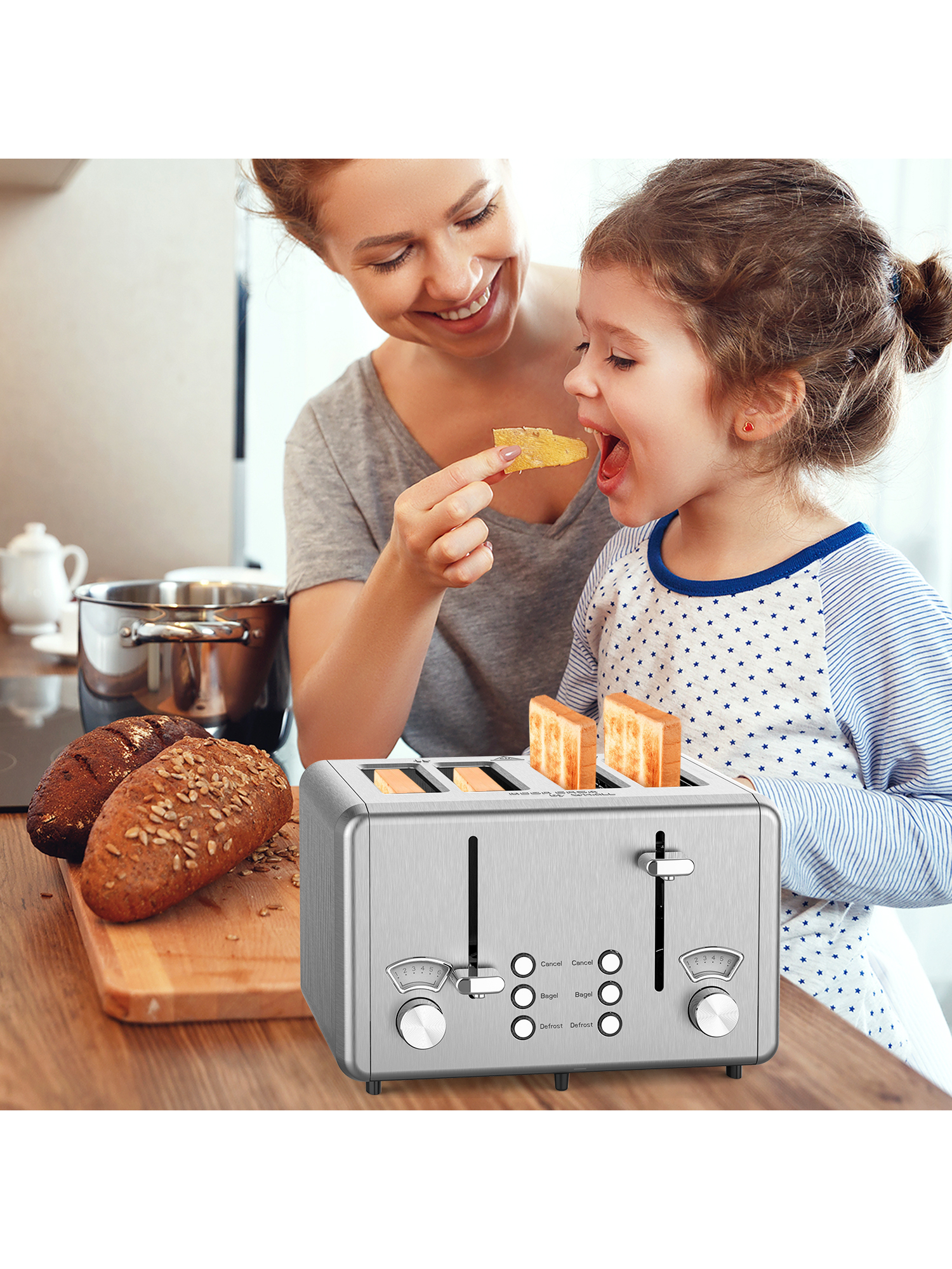 Mega Casa 1500W 4 Stainless Steel Slice Toaster