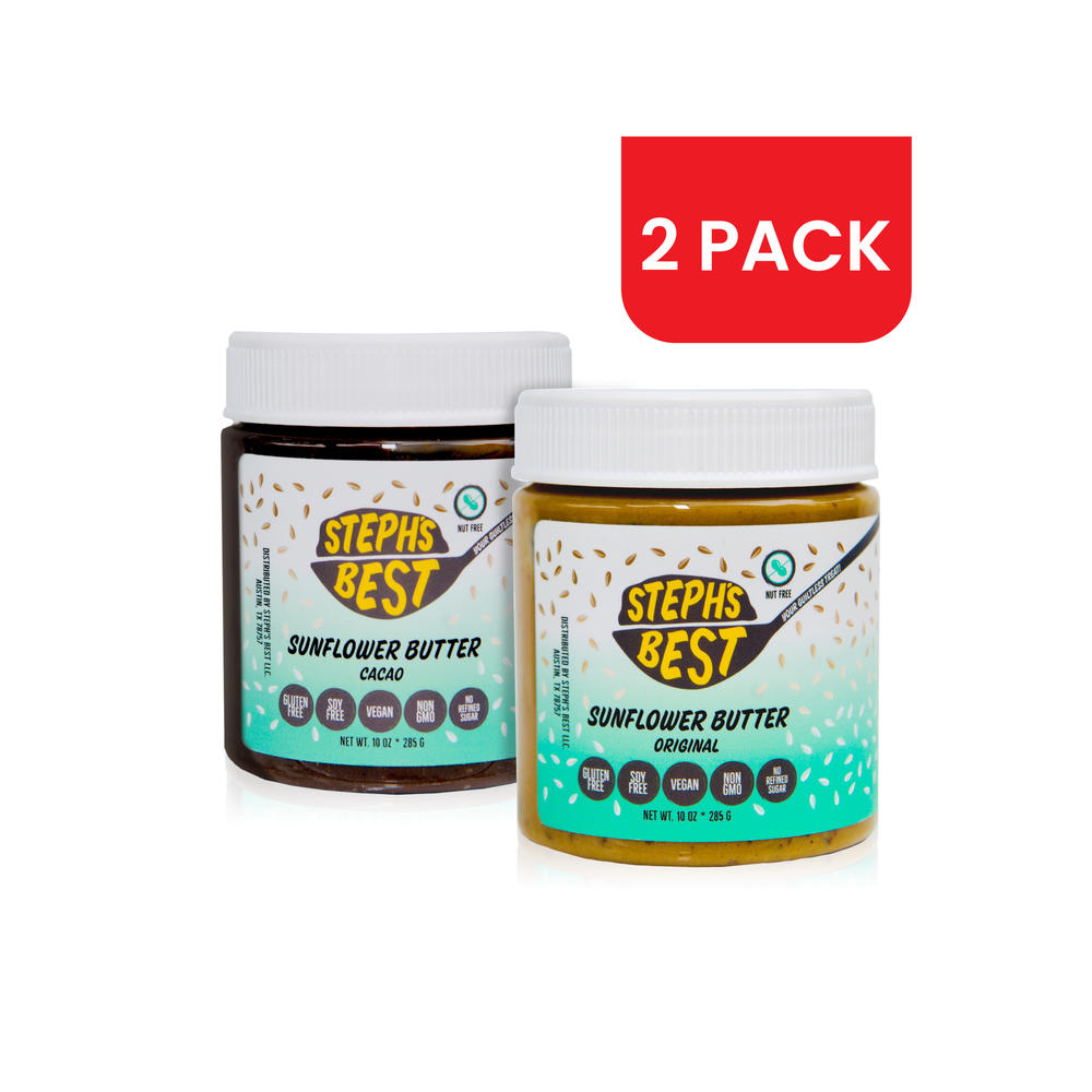 Steph's Best Steph’s Best Cacao Chocolate and Original Flavored Protein Butter, Sunflower Seed Spread, 2 Pack