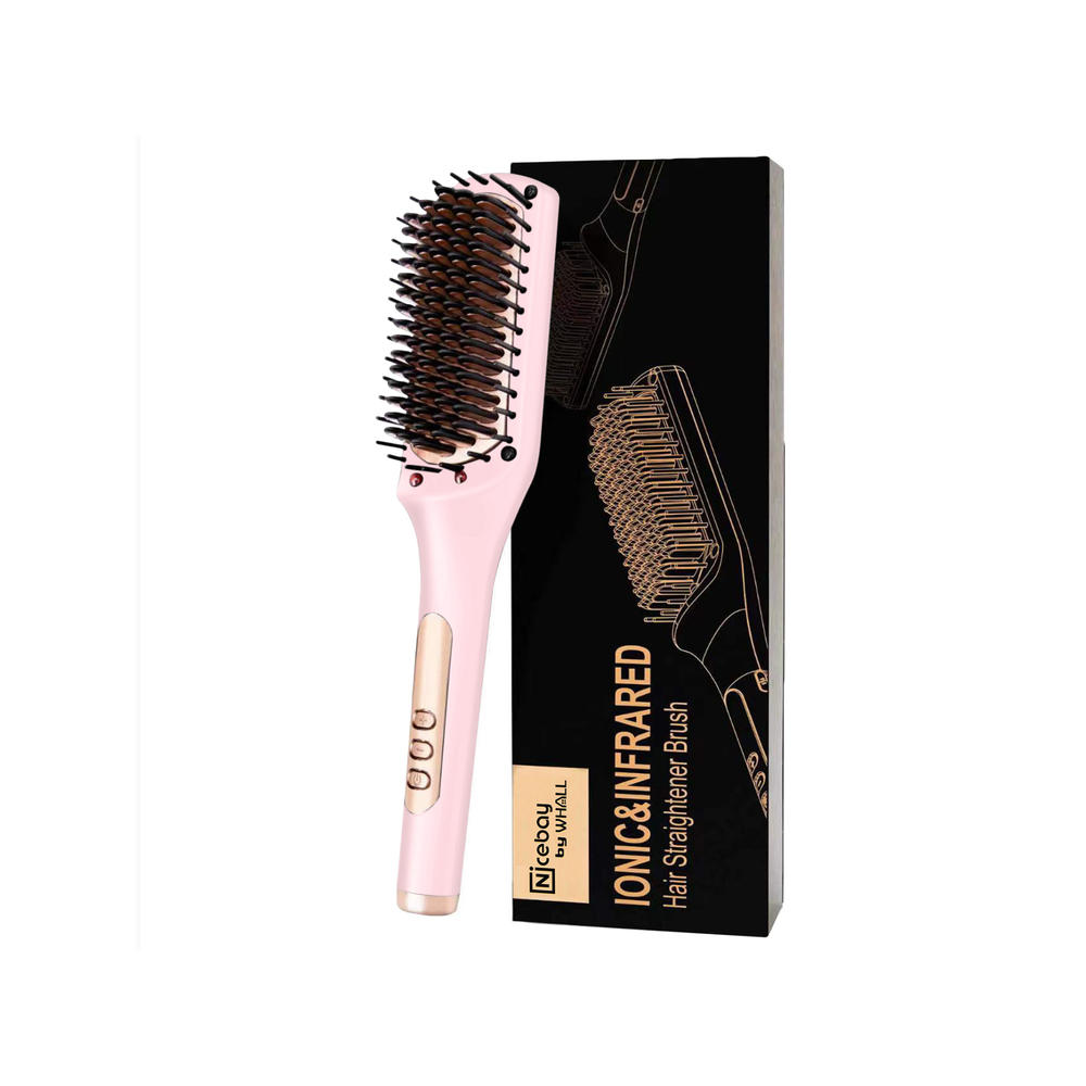 Nicebay Hair Straightener Brush, Ionic Hair Straightener Comb with 6 Temp