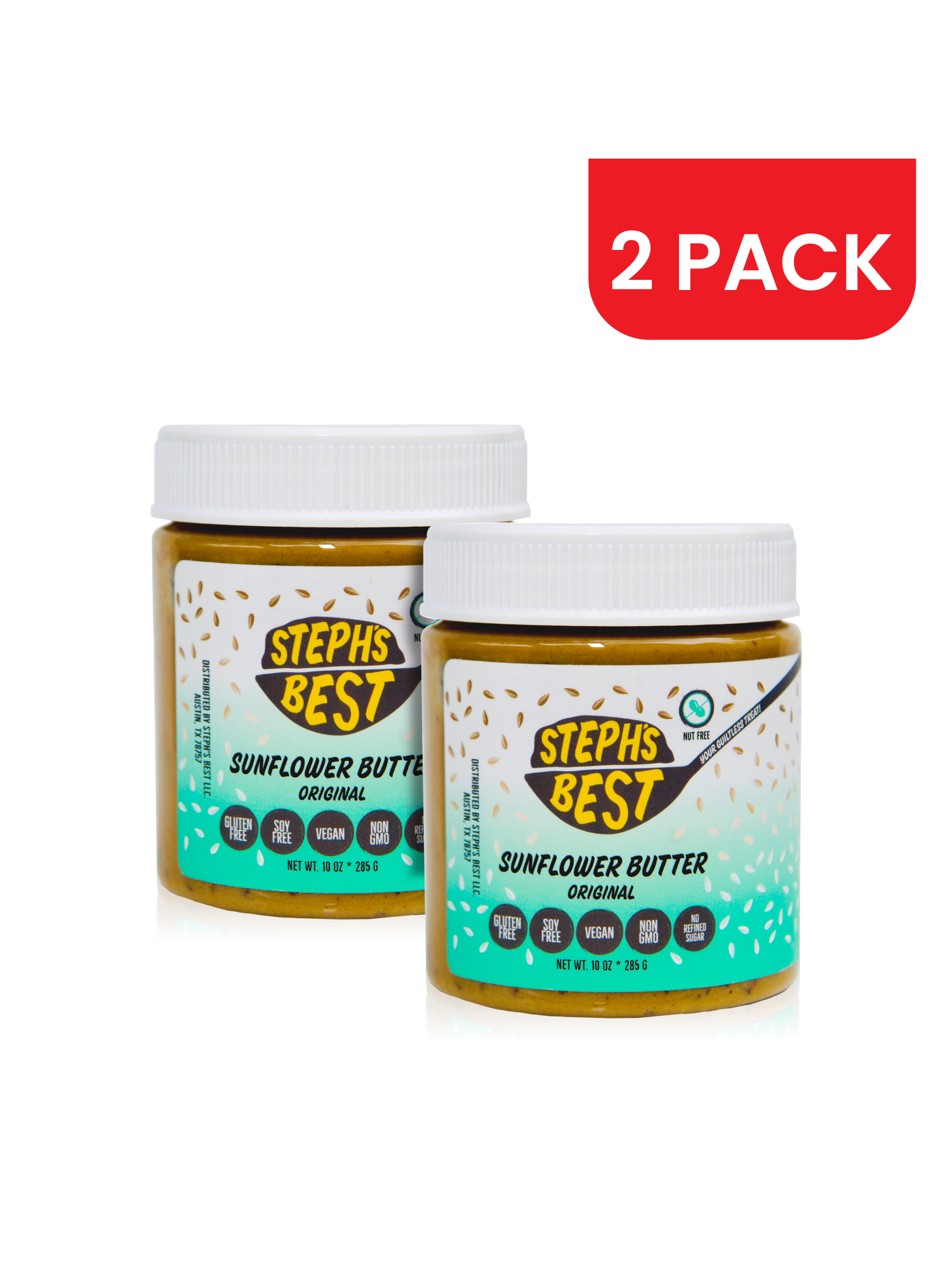 Steph's Best Steph’s Best Vegan Sunflower Seed Butter - Gluten-Free, Nut-Free, Soy-Free Spread, 2 Pack