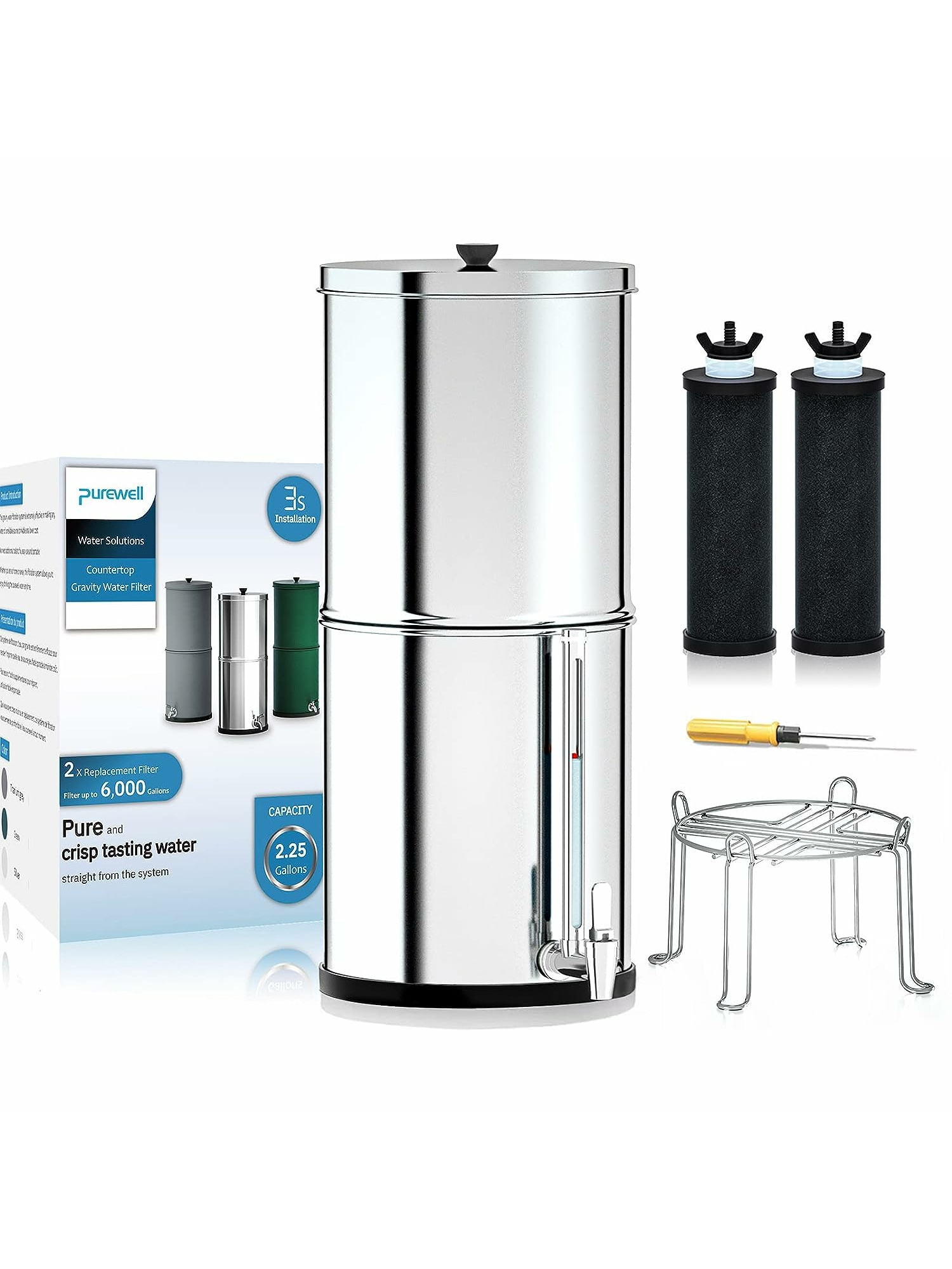 Purewell 9 Stage 0.01 micro m Ultra Filtration Water Countertop System, Stand - TDS/Fluoride System