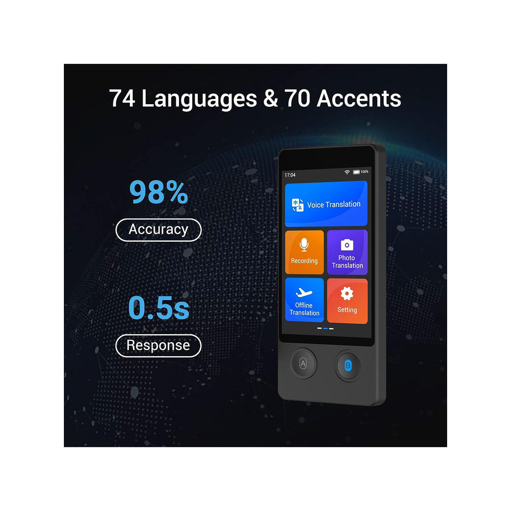 Wooask W12 Language Translator Device Accurate Offline Online Instant Translation 2023 3.7 Inches Touch Screen