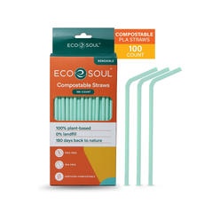 ECO SOUL 100 Percent PLA Compostable Biodegradable Sustainable Disposable Straws