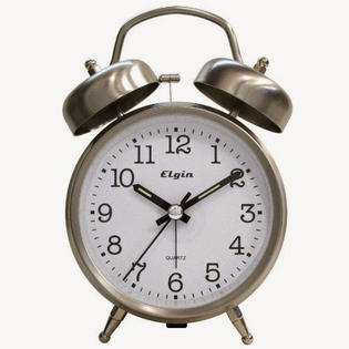 Elgin Qa Twin Bell Alarm Clock Silver, Key Wind Alarm Clock