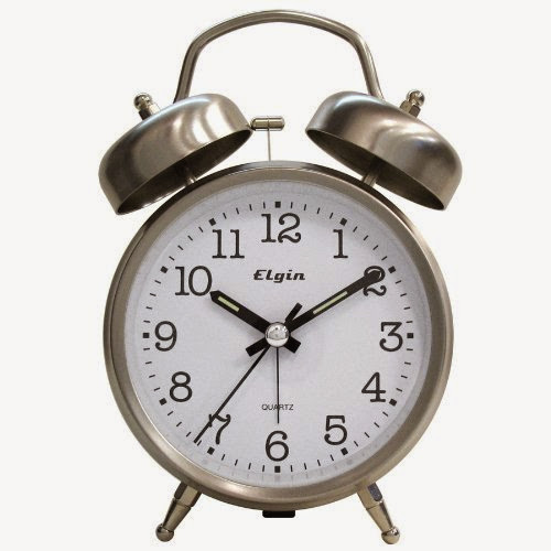 3655e Elgin Qa Twin Bell Alarm Clock Silver Elgin Qa Twin Bell Alarm Clock Silver, Key Wind Alarm Clock
