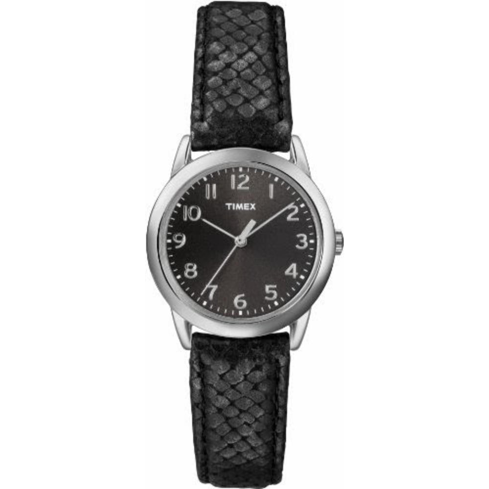 Timex Women's Black Python Patterned Leather Strap Watch T2P0802M