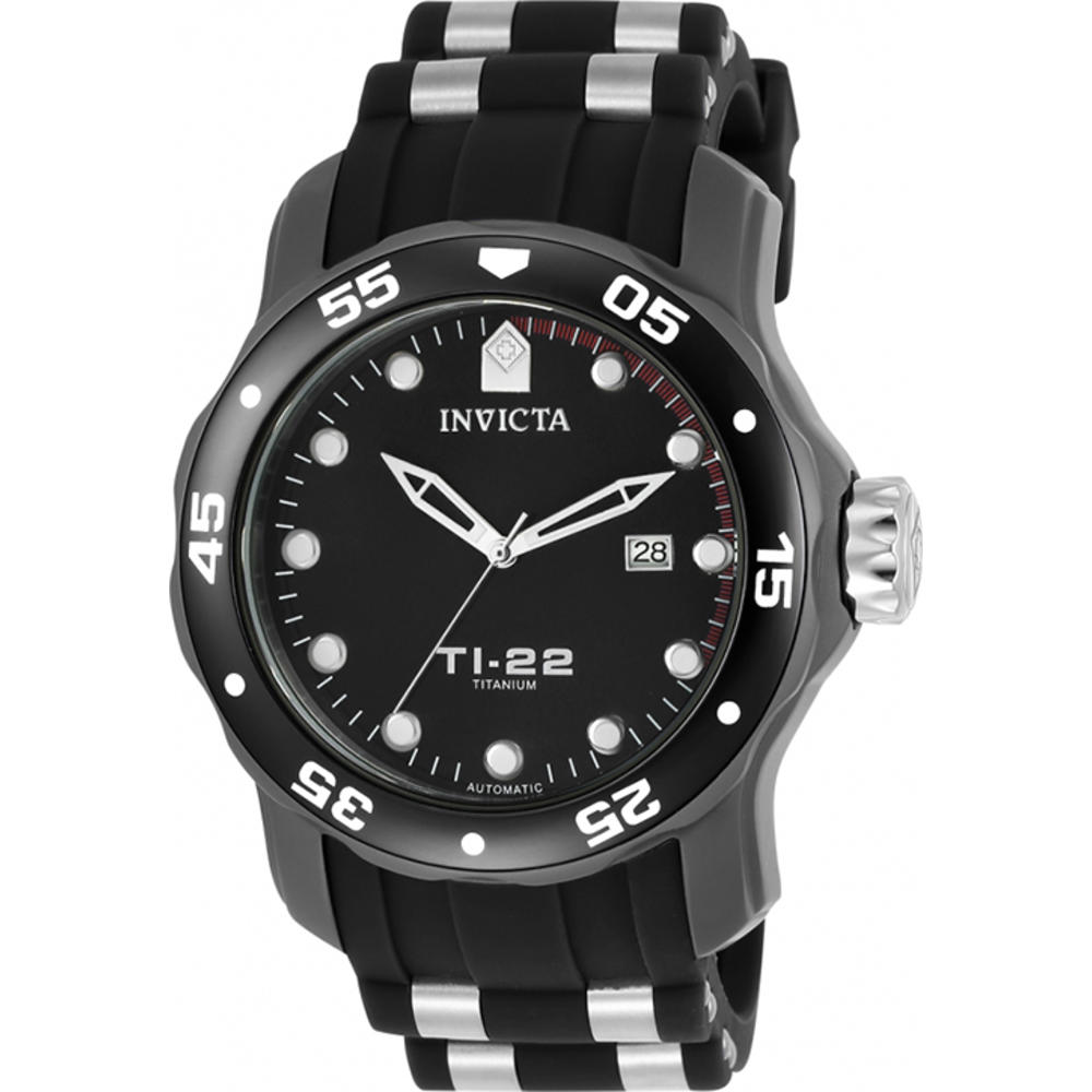 Invicta Men's TI-22 Automatic 100m Silicone Strap Titanium Black Watch 23557